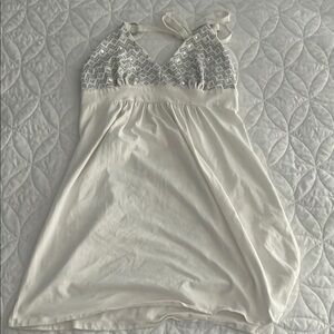 Vintage Victoria's Secret White Mini Dress with Ruffle Accents